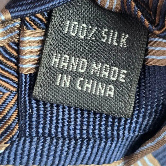 Jos. A. Bank Striped Brown Blue Repp Geometric Executive Silk Neck Tie Men's - Picture 5 of 6